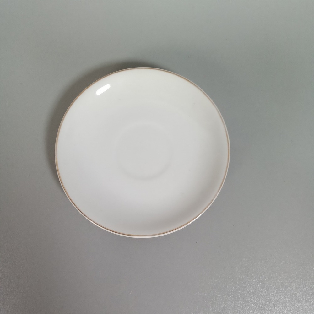 White Porcelain Saucer with Gold Rim Small Round Tea Coffee Replacement Plate